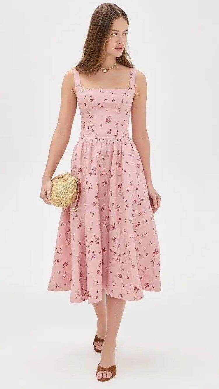 NWT Reformation Janu Pink Floral Midi Dress Size 10